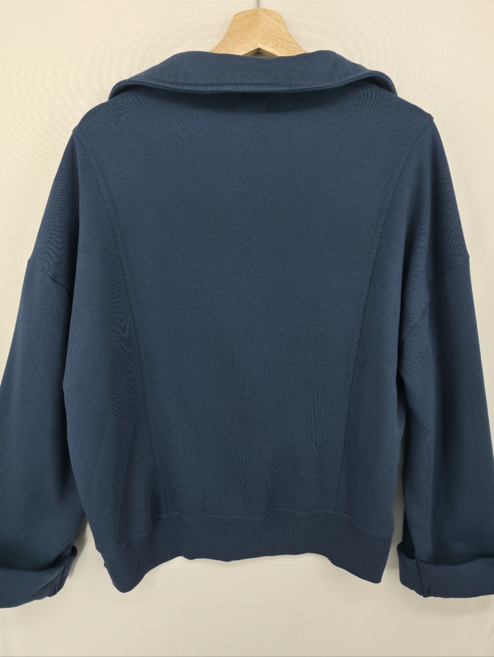 Pilcro Johnny Collar Pullover Navy Oversized Sweatshirt Anthropologie Size Large - Picture 7 of 12